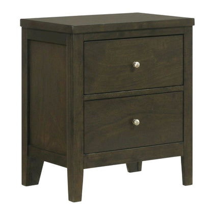 Dark Cocoa Nightstand with Transitional Style and Brushed Nickel Finish