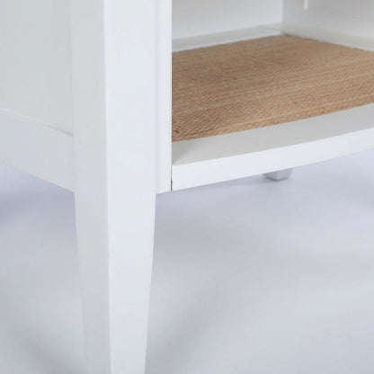 White 1-Drawer Nightstand with Coastal Style and Tipover Restraint Device