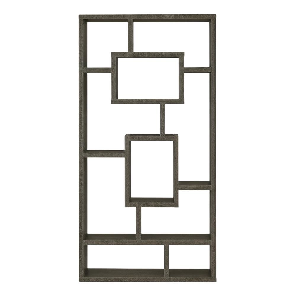 Weathered Grey 8-Shelf Bookcase with Transitional Style and Tipover Restraint