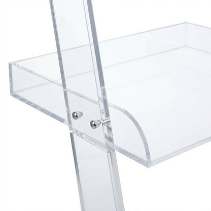 Clear 72-Inch Ladder Bookshelf with 4 Shelves and Tipover Restraint