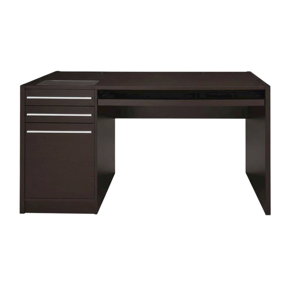 Contemporary Cappuccino Office Desk With 3 Drawers And Rectangular Shape