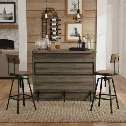 5-Shelf Composite Wood Home Bar Wine Cabinet in Aged Oak Finish with Storage