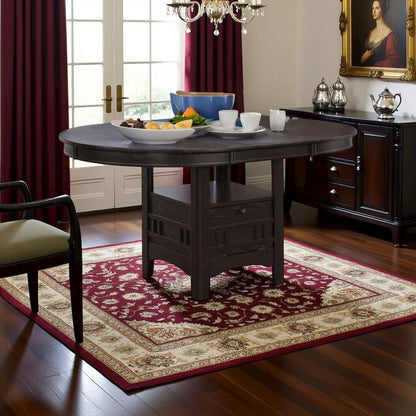 Elegant Counter Height Dining Table – Oval Expandable Bar Table, Brown