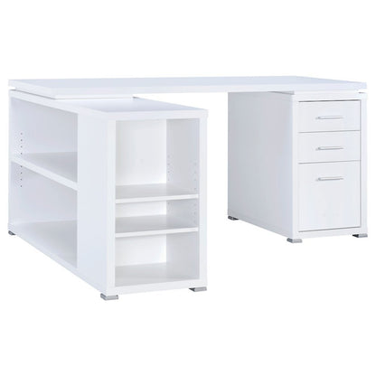 Spacious L-Shaped Office Desk – White Computer Desk with Drawers