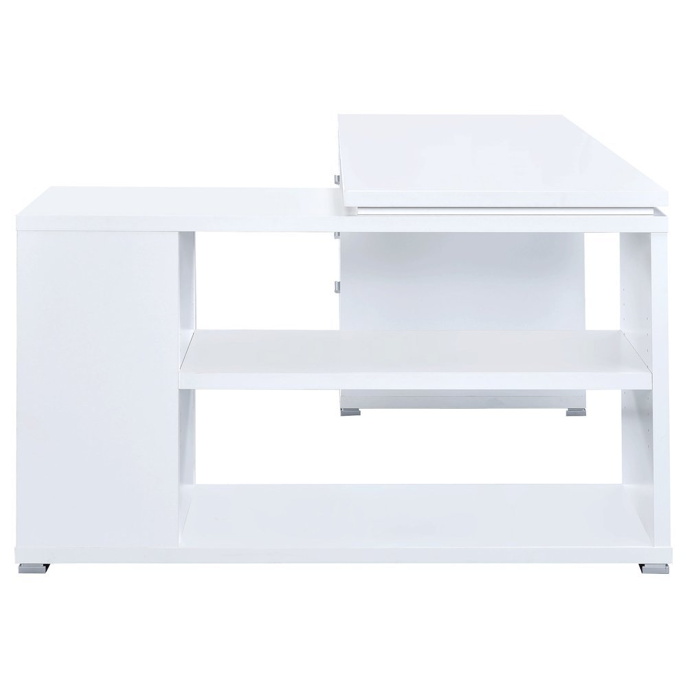 Spacious L-Shaped Office Desk – White Computer Desk with Drawers