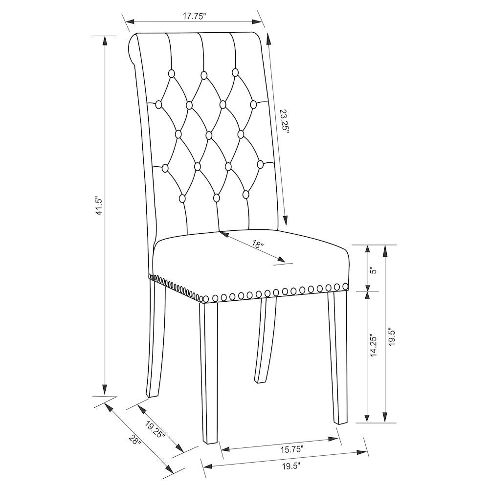 Elegant Upholstered Dining Chairs – High Back Armless Chair Set of 2