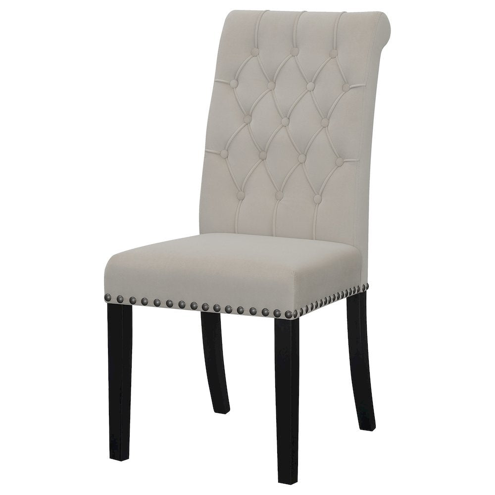 Elegant Upholstered Dining Chairs – High Back Armless Chair Set of 2