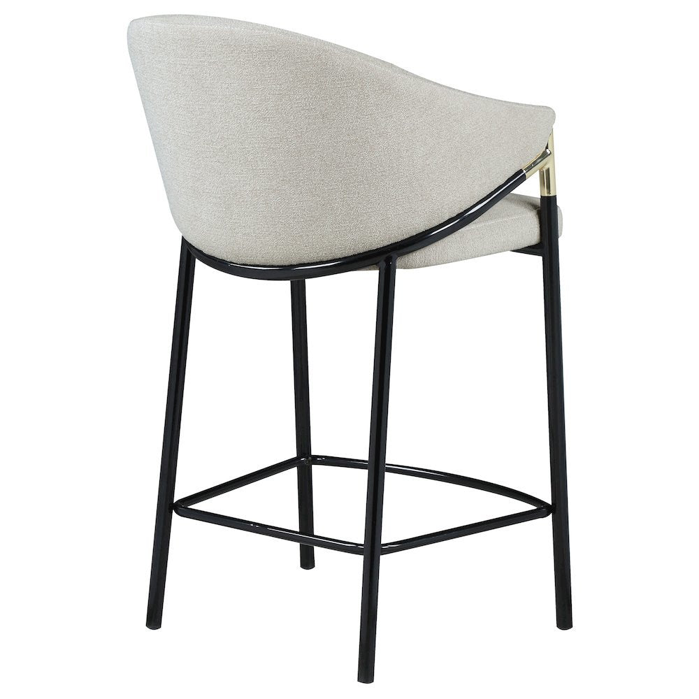 Modern Upholstered Bar Stools – Beige Counter Height Chairs, Set of 2