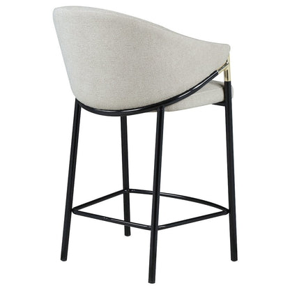 Modern Upholstered Bar Stools – Beige Counter Height Chairs, Set of 2