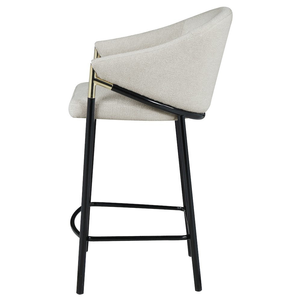 Modern Upholstered Bar Stools – Beige Counter Height Chairs, Set of 2