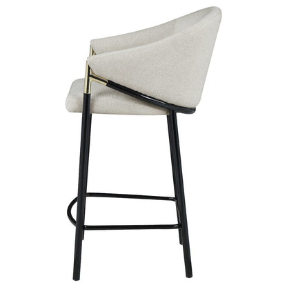 Modern Upholstered Bar Stools – Beige Counter Height Chairs, Set of 2