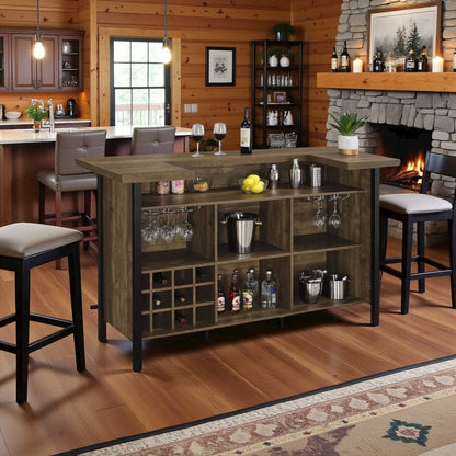 Rustic Wine Bar Cabinet – Stylish Wine Cabinet with Storage Shelves