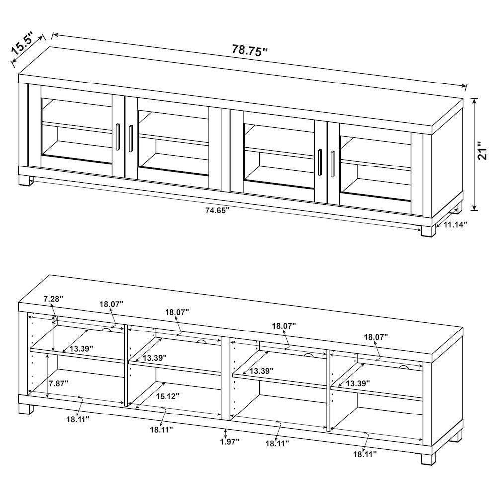 Long TV Stand – Large TV Table for Living Room with Storage Cabinets