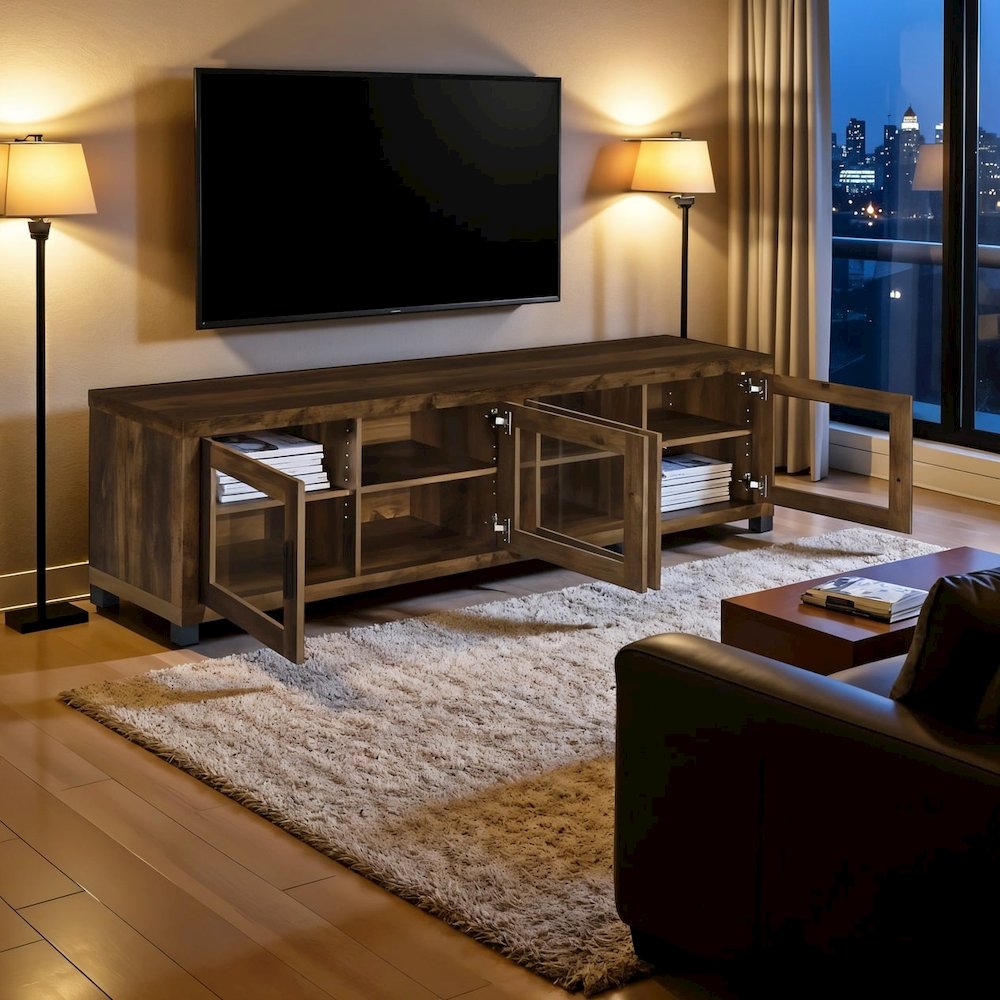 Spacious 79-Inch TV Table – Long TV Stand for Living Room, Green