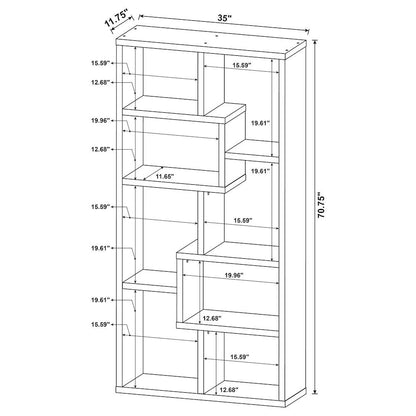 Modern Geometric Bookshelf – Gray 71-Inch Multi-Shelf Bookcase