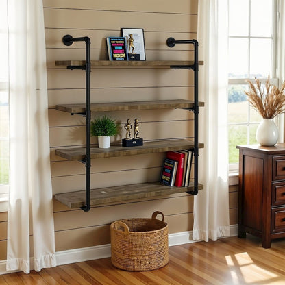 Rustic Wall Shelf – Stylish Shelves for Room Wall with Four Tiers