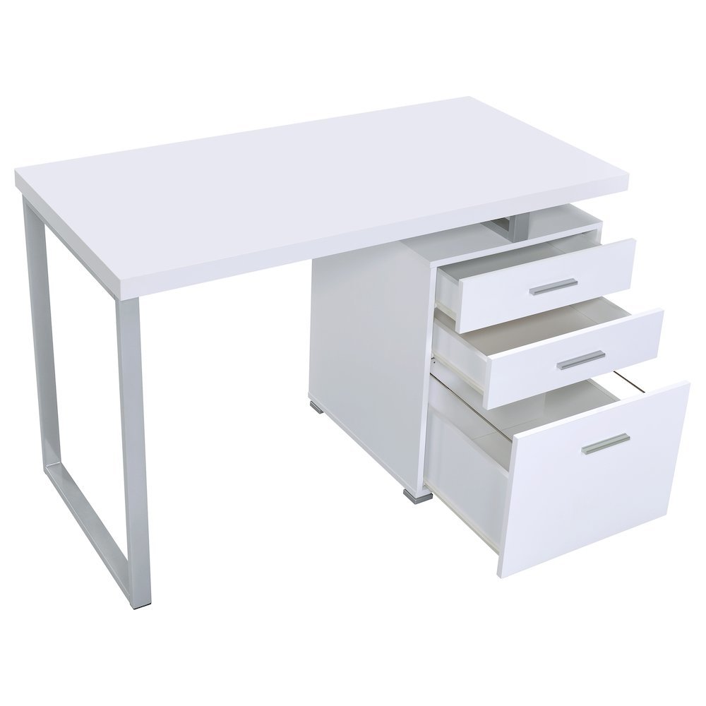 White Office Desk – Computer Desk with Drawers for Home or Workspace