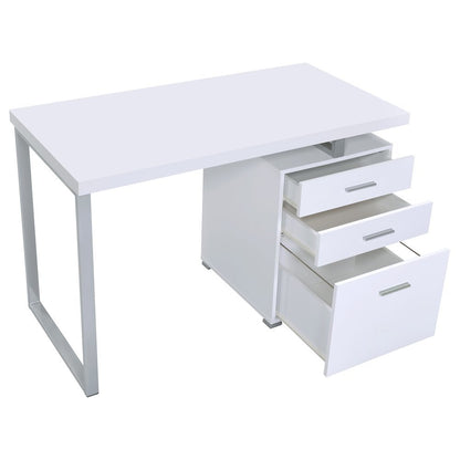 White Office Desk – Computer Desk with Drawers for Home or Workspace