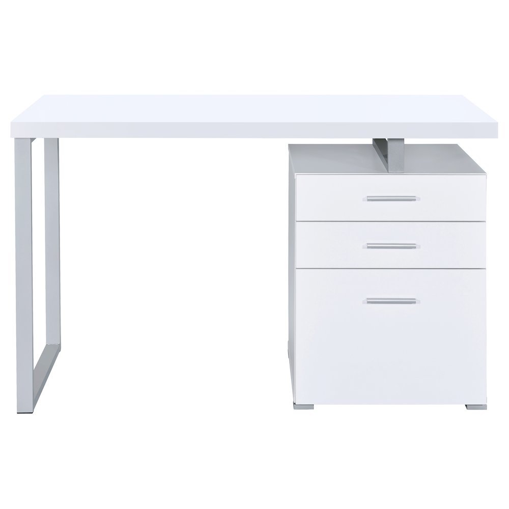 White Office Desk – Computer Desk with Drawers for Home or Workspace
