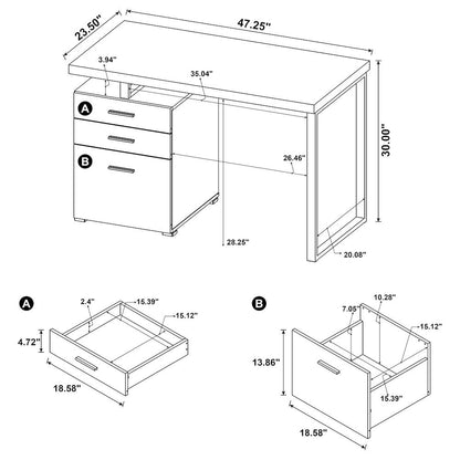 White Office Desk – Computer Desk with Drawers for Home or Workspace