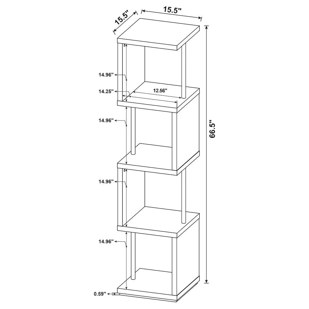 Modern Geometric Bookshelf – Sleek White Bookcase with Four Shelves