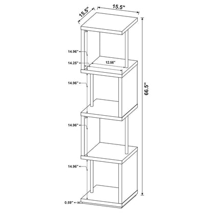 Modern Geometric Bookshelf – Sleek White Bookcase with Four Shelves