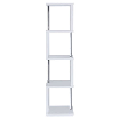 Modern Geometric Bookshelf – Sleek White Bookcase with Four Shelves