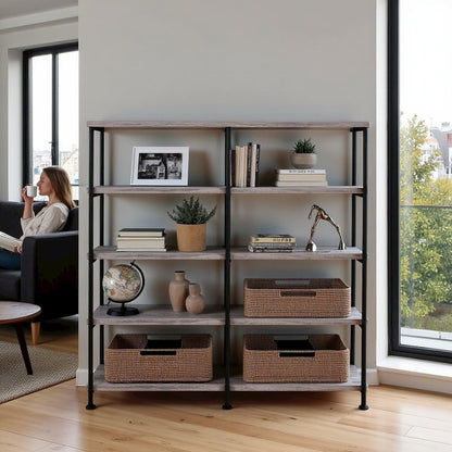 Modern Geometric Bookcase – Stylish 4-Tier Bookshelf with Open Shelves