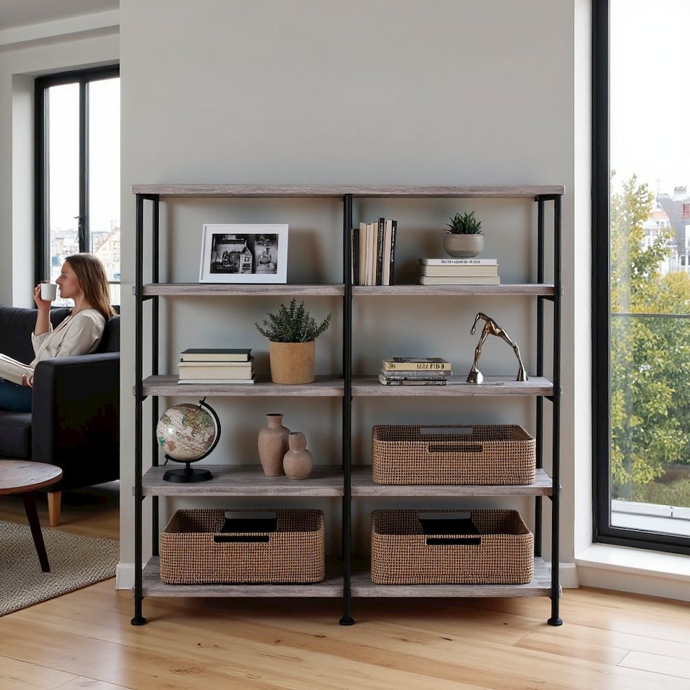 Modern Geometric Bookcase – Stylish 4-Tier Bookshelf with Open Shelves