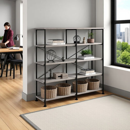 Modern Geometric Bookcase – Stylish 4-Tier Bookshelf with Open Shelves