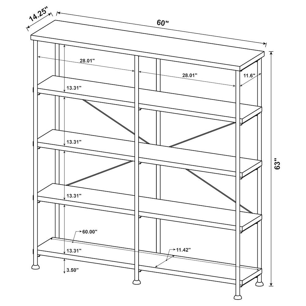 Modern Geometric Bookcase – Stylish 4-Tier Bookshelf with Open Shelves