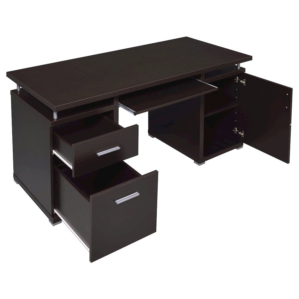 Spacious 55-Inch Office Desk with Drawers – Brown Computer Work Desk