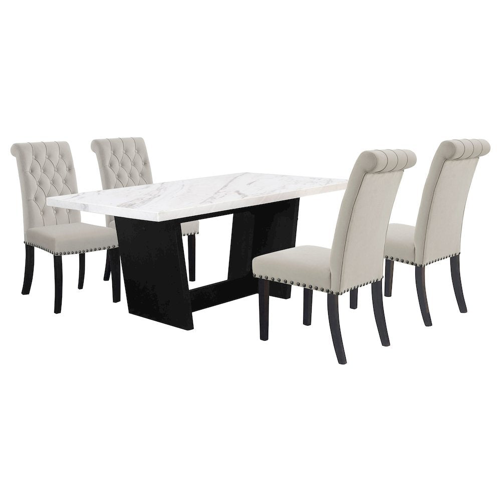 Elegant 5-Piece Marble Kitchen Table Set – Modern Dining Table & Chairs