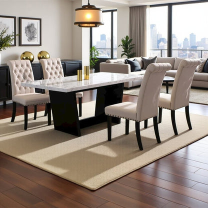 Elegant 5-Piece Marble Kitchen Table Set – Modern Dining Table & Chairs