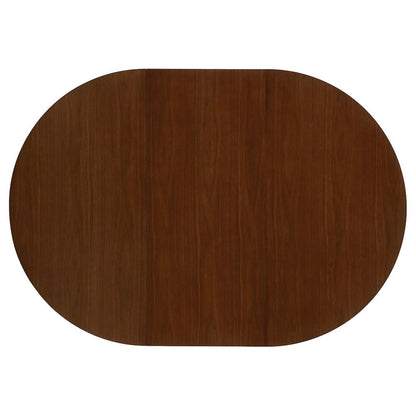 Elegant Oval Dining Table – Walnut Mid-Century Table with Extension Leaf