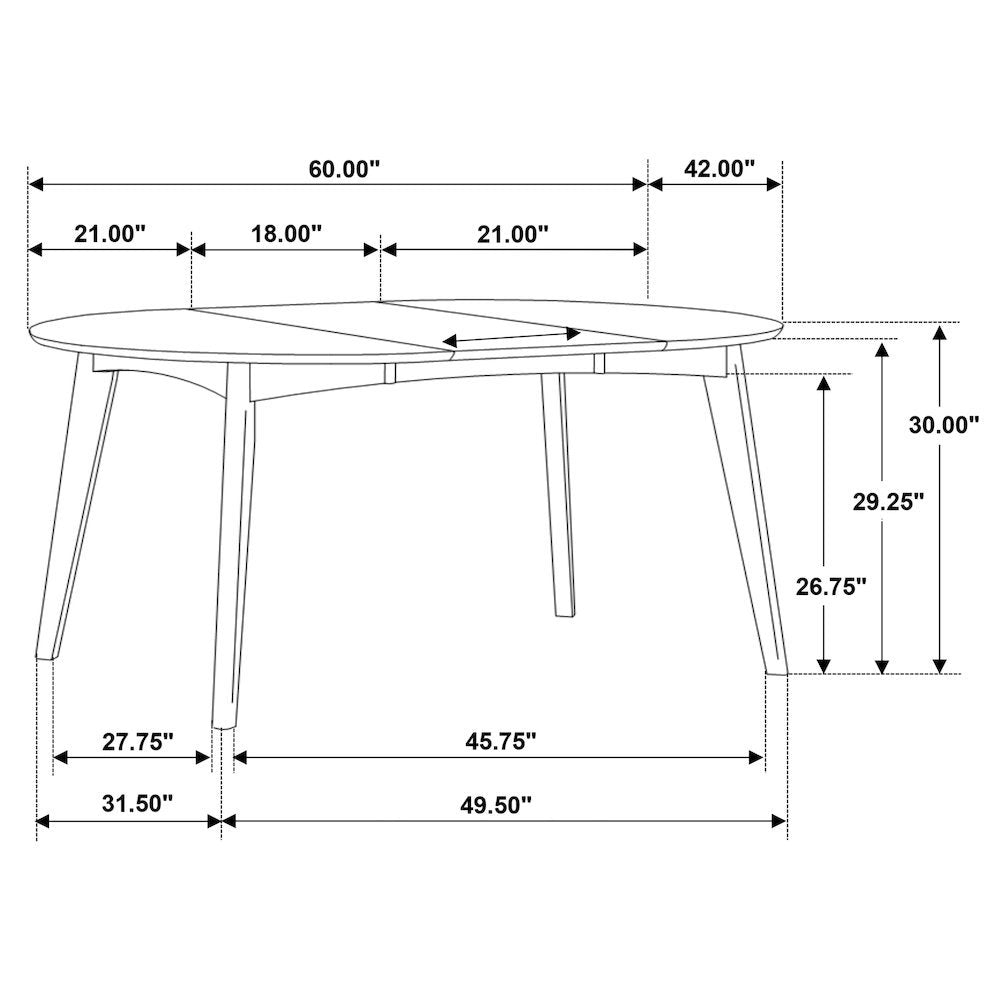 Elegant Oval Dining Table – Walnut Mid-Century Table with Extension Leaf