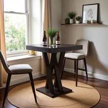Square Bistro Pub Table – High Cocktail Bar Table in Brown Finish