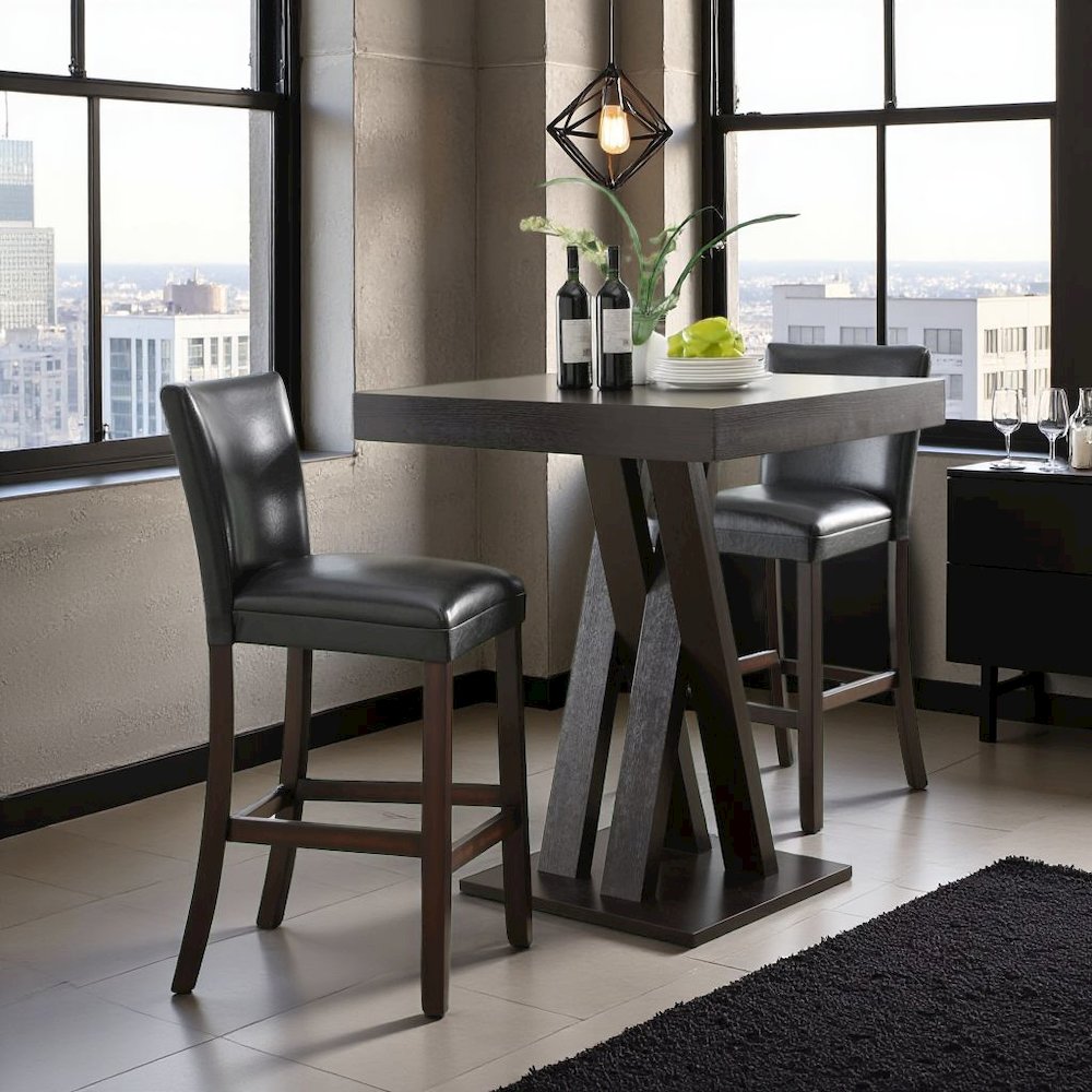 Square Bistro Pub Table – High Cocktail Bar Table in Brown Finish