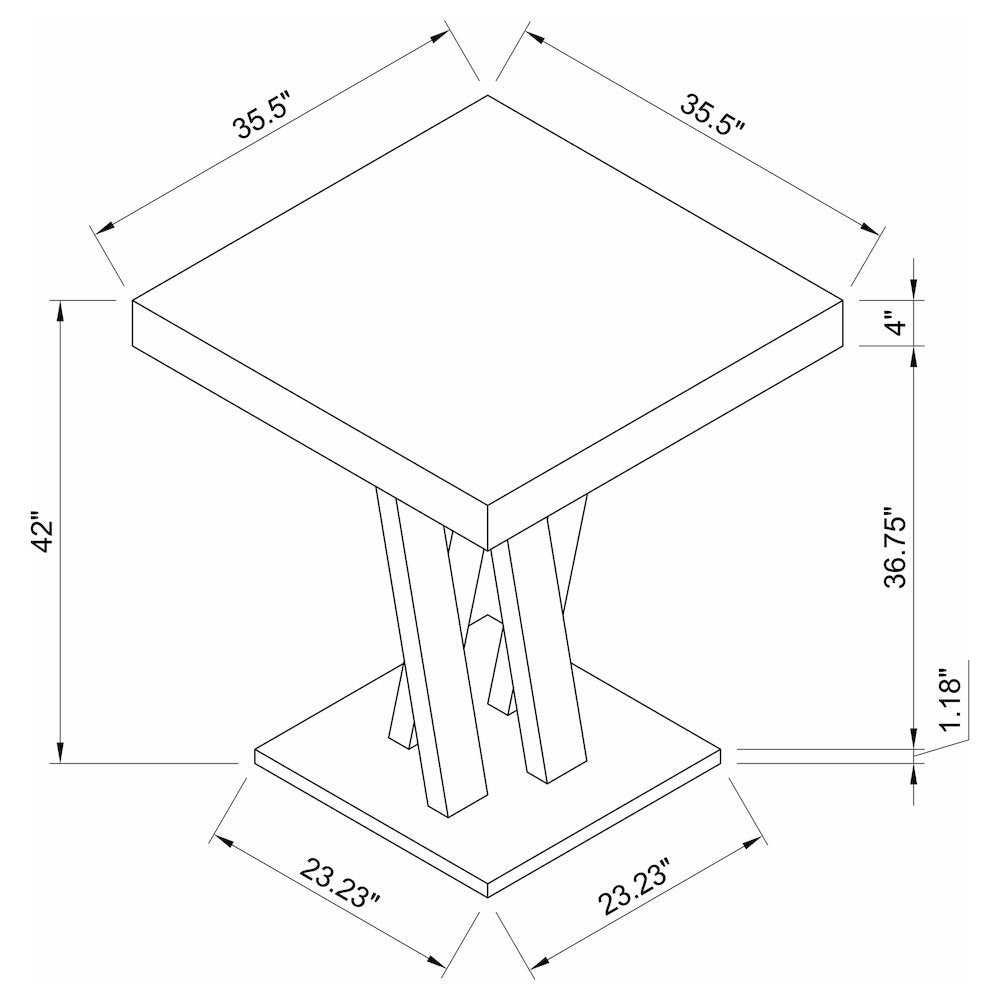 Square Bistro Pub Table – High Cocktail Bar Table in Brown Finish