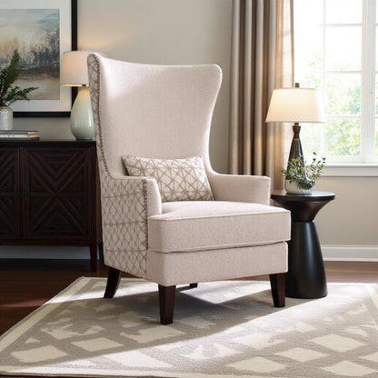 Upholstered Wingback Accent Chair Latte for Bedroom and Living Room