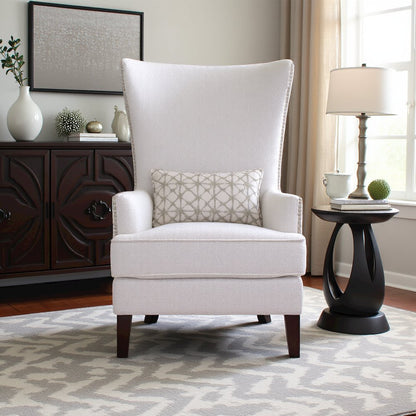 Upholstered Wingback Accent Chair Latte for Bedroom and Living Room