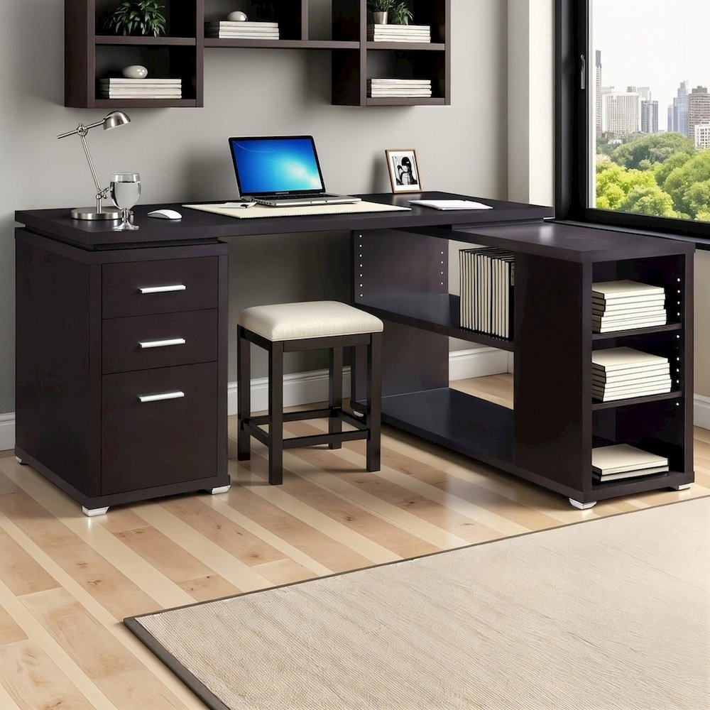 Spacious L Shaped Desk – Office Computer Desk with Drawers & Storage