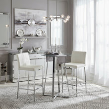 Silver Glass Bar Table – Contemporary Round High Top Cocktail Table