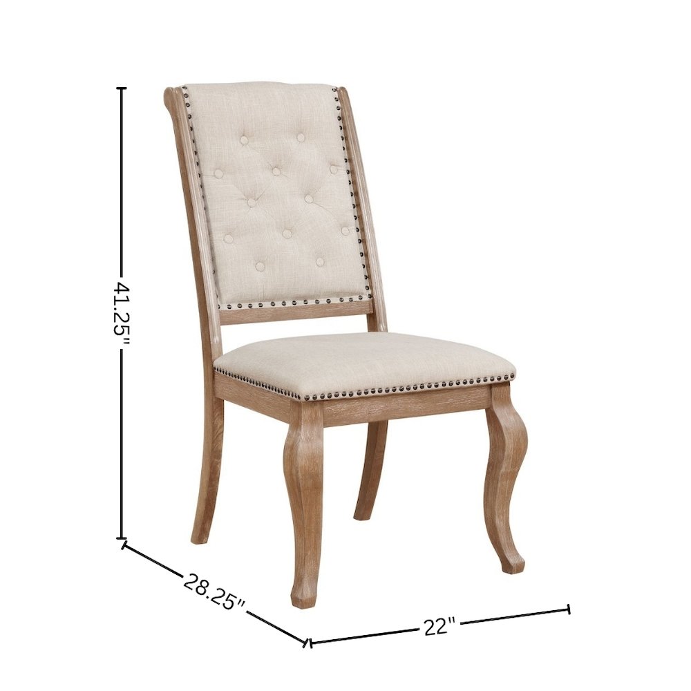 Upholstered Dining Chairs (Set of 2), Button Tufted, Barley Brown