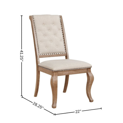 Upholstered Dining Chairs (Set of 2), Button Tufted, Barley Brown