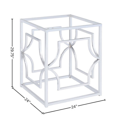 Square Chrome Metal Dining Table Base with Contemporary Design and Sturdy Frame