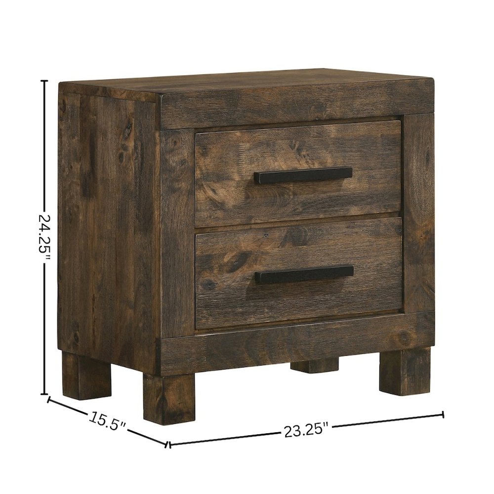 2-drawer Nightstand Rustic Golden Brown