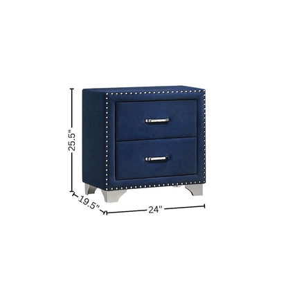 Upholstered 2-drawer Nightstand Pacific Blue
