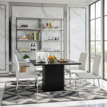Square Counter Height Dining Table, Black Wood Pedestal Base, Kitchen