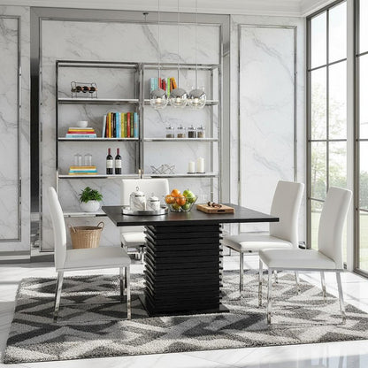 Square Counter Height Dining Table, Black Wood Pedestal Base, Kitchen